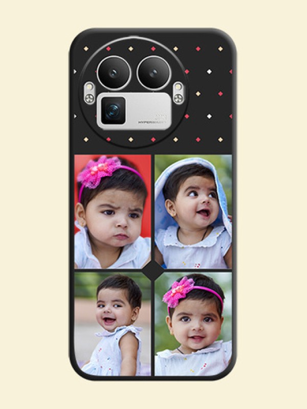 Multicolor Dotted Pattern with 4 Image Holder On Space Black Custom Soft Matte Mobile Back Cover - Realme GT 8 Pro