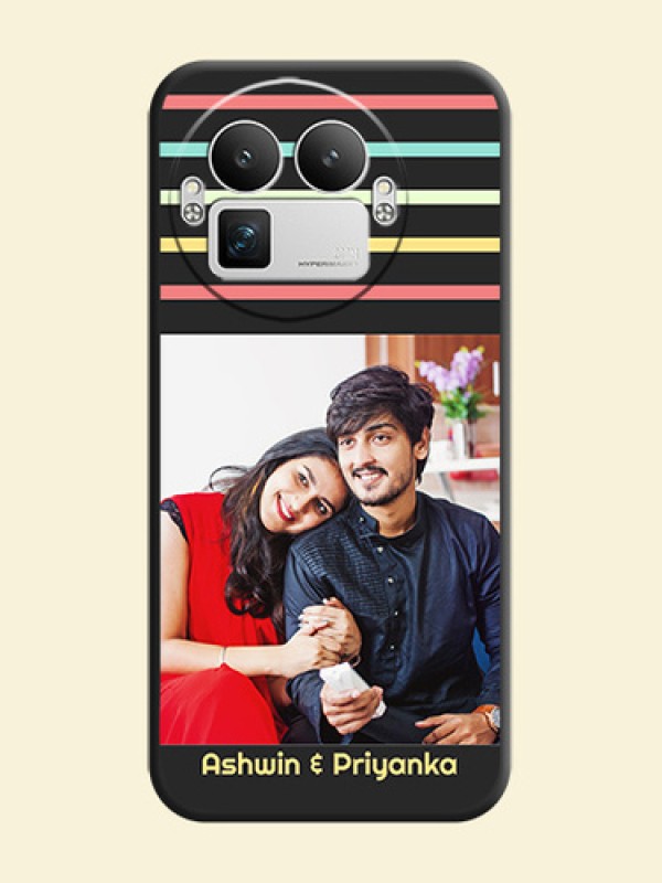 Color Stripes with Photo and Text on Photo On Space Black Custom Soft Matte Mobile Back Cover - Realme GT 8 Pro