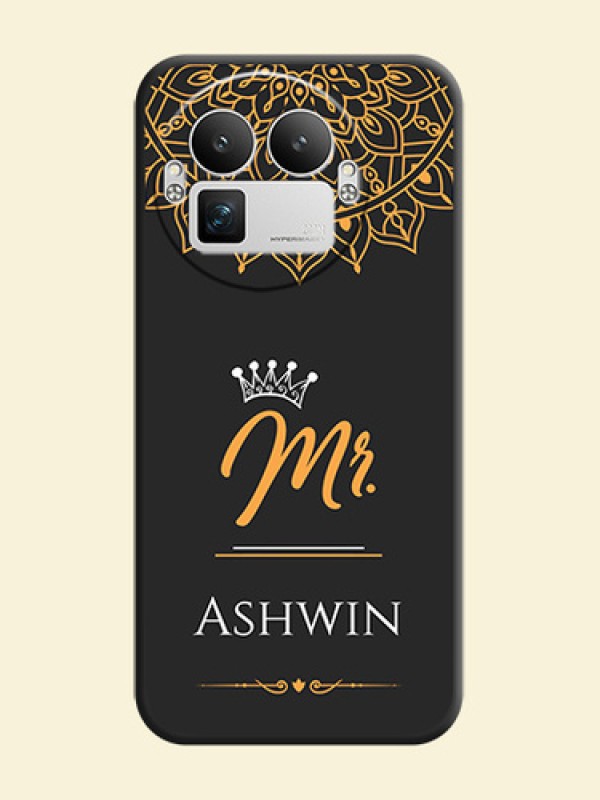 Mr Name with Floral Design On Space Black Custom Soft Matte Mobile Back Cover - Realme GT 8 Pro