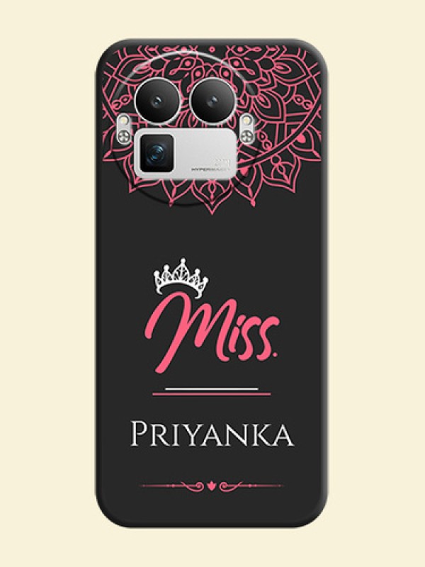 Mrs Name with Floral Design On Space Black Custom Soft Matte Mobile Back Cover - Realme GT 8 Pro