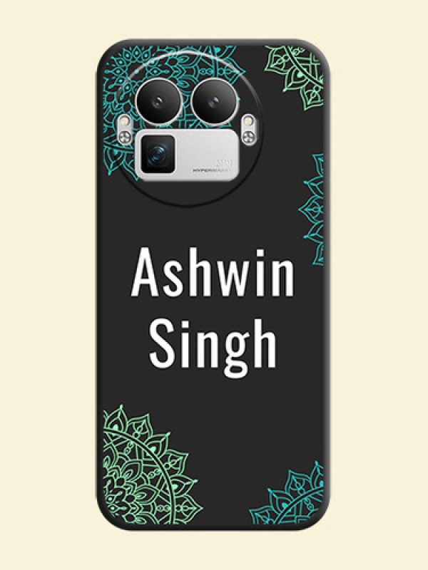 Your Name with Floral Design On Space Black Custom Soft Matte Mobile Back Cover - Realme GT 8 Pro