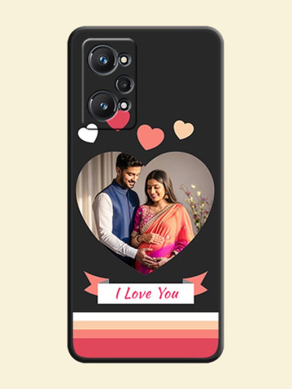 Love Shaped Photo with Colorful Stripes on Personalised Space Black Soft Matte Cases - Realme GT Neo 2 5G