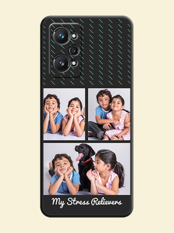 Cross Dotted Pattern with 2 Image Holder  on Personalised Space Black Soft Matte Cases - Realme GT Neo 2 5G