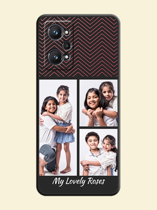 Wave Pattern with 3 Image Holder on Space Black Custom Soft Matte Back Cover - Realme GT Neo 2 5G