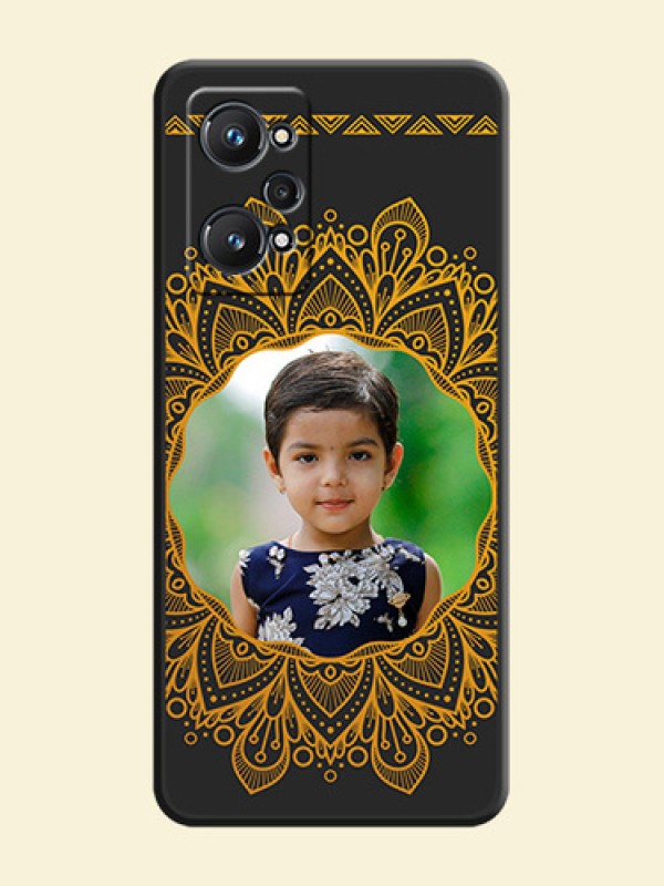 Round Image with Floral Design on Photo on Space Black Soft Matte Mobile Cover - Realme GT Neo 2 5G