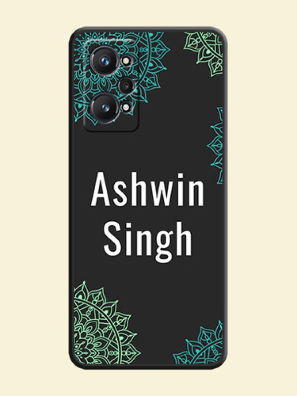 Your Name with Floral Design on Space Black Custom Soft Matte Back Cover - Realme GT Neo 2 5G