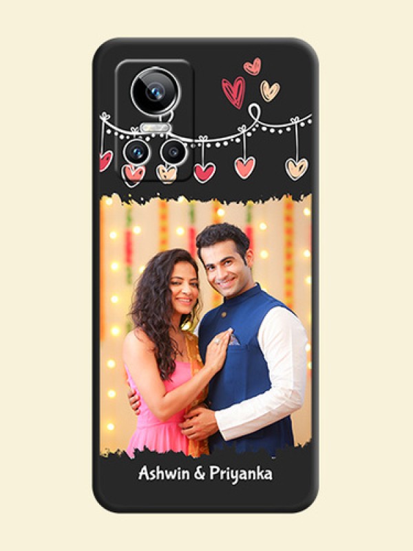 Pink Love Hangings with Name on Space Black Custom Soft Matte Phone Cases - Realme GT Neo 3 150W