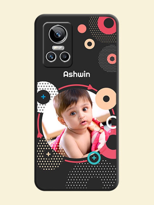Multicoloured Round Image on Personalised Space Black Soft Matte Cases - Realme GT Neo 3 150W