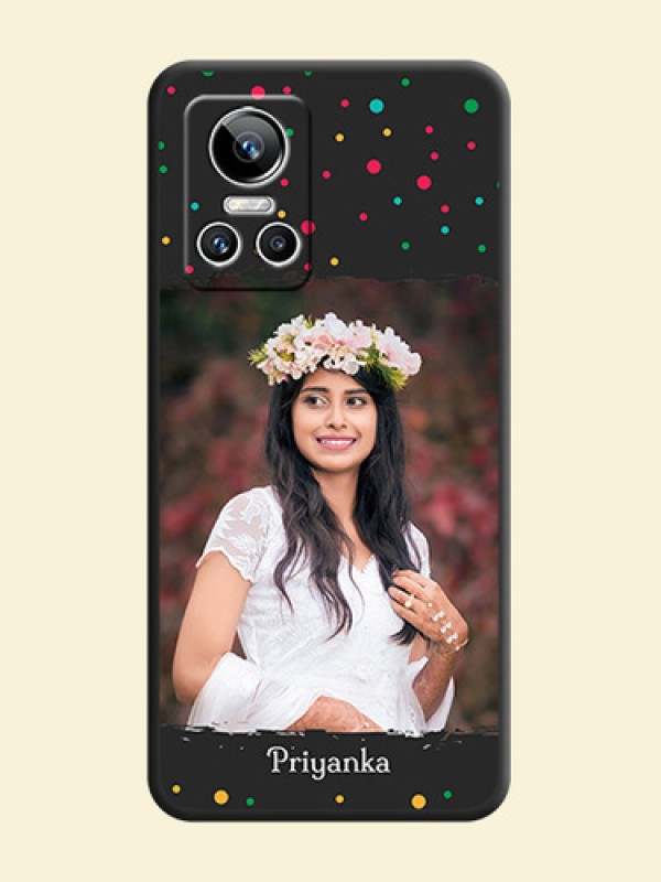 Multicolor Dotted Pattern with Text on Space Black Custom Soft Matte Phone Back Cover - Realme GT Neo 3 150W