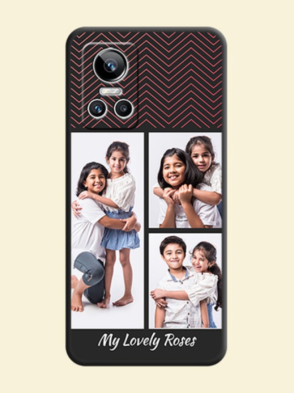 Wave Pattern with 3 Image Holder on Space Black Custom Soft Matte Back Cover - Realme GT Neo 3 150W