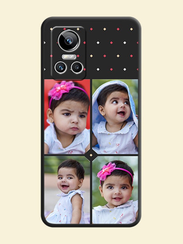 Multicolor Dotted Pattern with 4 Image Holder on Space Black Custom Soft Matte Phone Cases - Realme GT Neo 3 150W