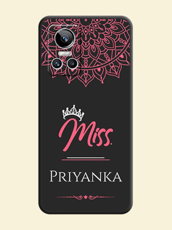 Mrs Name with Floral Design on Space Black Personalized Soft Matte Phone Covers - Realme GT Neo 3 150W