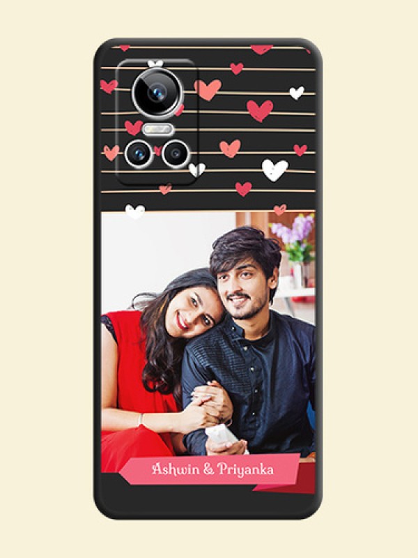 Love Pattern with Name on Pink Ribbon  on Photo on Space Black Soft Matte Back Cover - Realme GT Neo 3