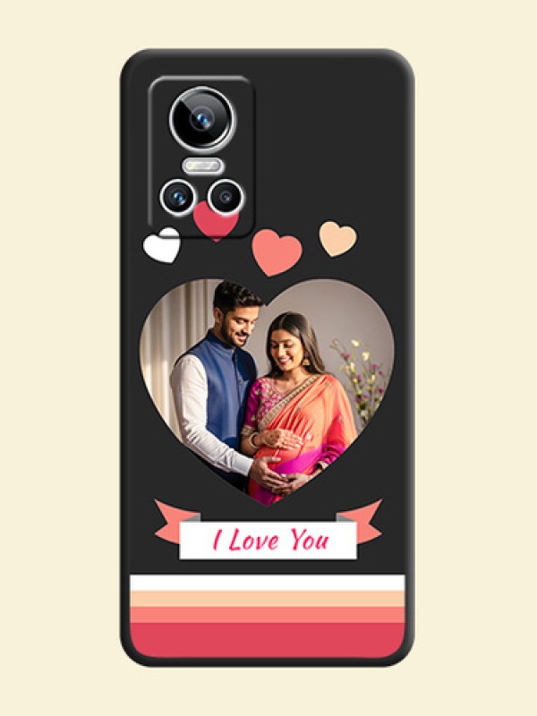 Love Shaped Photo with Colorful Stripes on Personalised Space Black Soft Matte Cases - Realme GT Neo 3