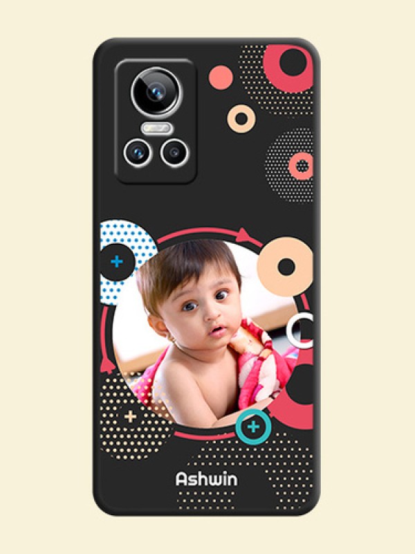 Multicoloured Round Image on Personalised Space Black Soft Matte Cases - Realme GT Neo 3