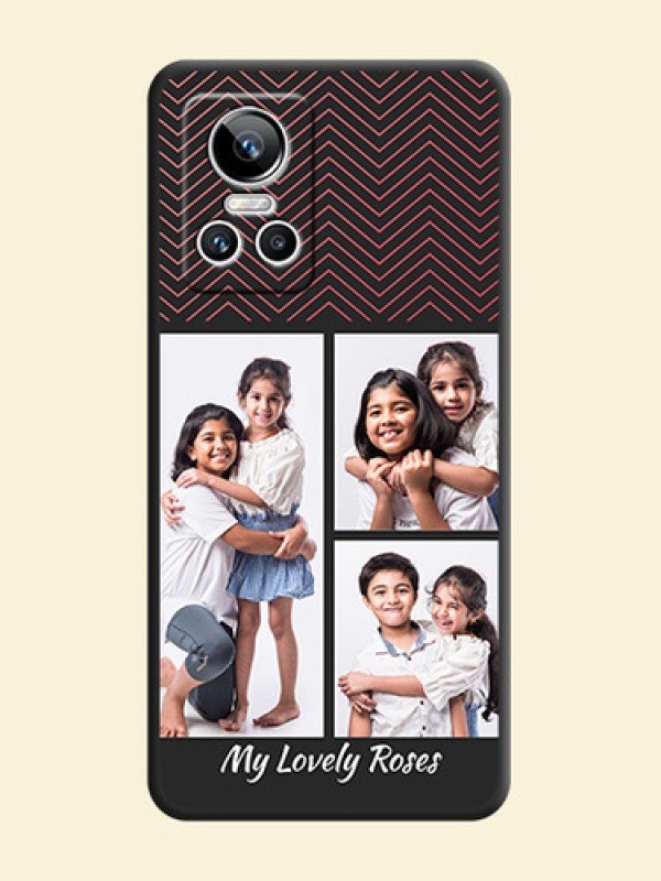 Wave Pattern with 3 Image Holder on Space Black Custom Soft Matte Back Cover - Realme GT Neo 3