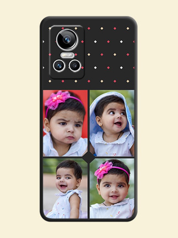 Multicolor Dotted Pattern with 4 Image Holder on Space Black Custom Soft Matte Phone Cases - Realme GT Neo 3