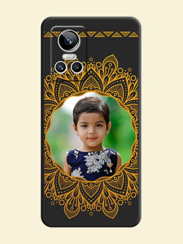 Round Image with Floral Design on Photo on Space Black Soft Matte Mobile Cover - Realme GT Neo 3