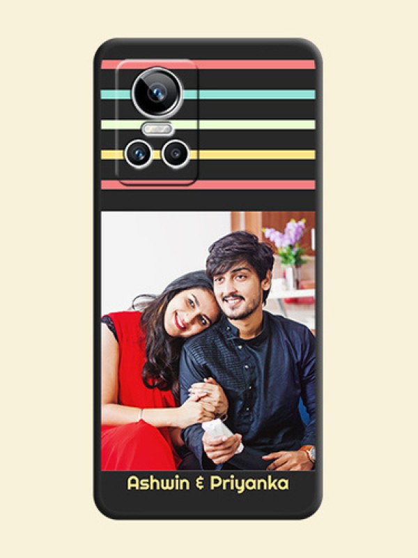 Color Stripes with Photo and Text on Photo on Space Black Soft Matte Mobile Case - Realme GT Neo 3