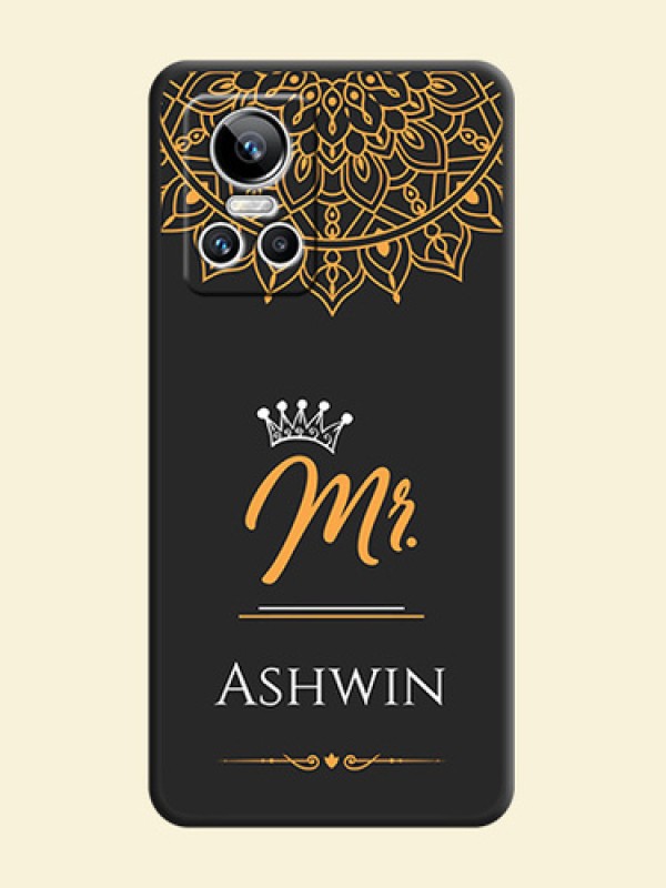 Mr Name with Floral Design  on Personalised Space Black Soft Matte Cases - Realme GT Neo 3