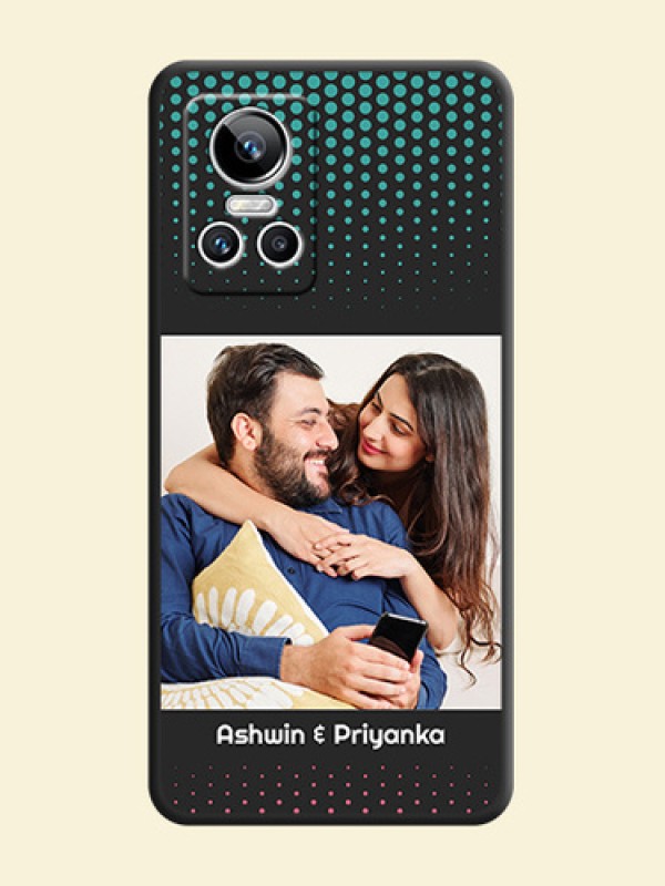 Faded Dots with Grunge Photo Frame and Text on Space Black Custom Soft Matte Phone Cases - Realme GT Neo 3