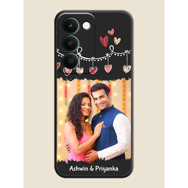 Pink Love Hangings with Name On Space Black Custom Soft Matte Mobile Back Cover - Realme Narzo 100 Lite 5G Pink Love Hangings with Name On Space Black Custom Soft Matte Mobile Back Cover - Realme Narzo 100 Lite 5G