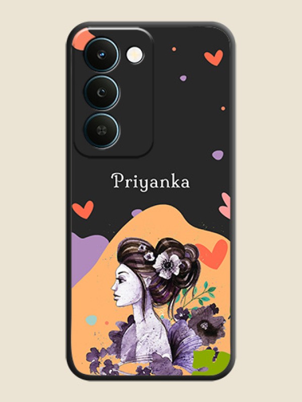Namecase For Her With Fancy Lady Image On Space Black Custom Soft Matte Mobile Back Cover - Realme Narzo 100 Lite 5G