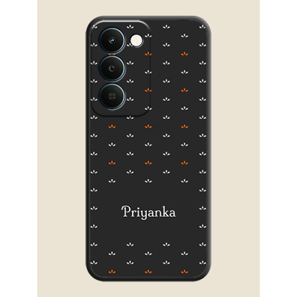 Simple Pattern With Custom Text On Space Black Custom Soft Matte Mobile Back Cover - Realme Narzo 100 Lite 5G