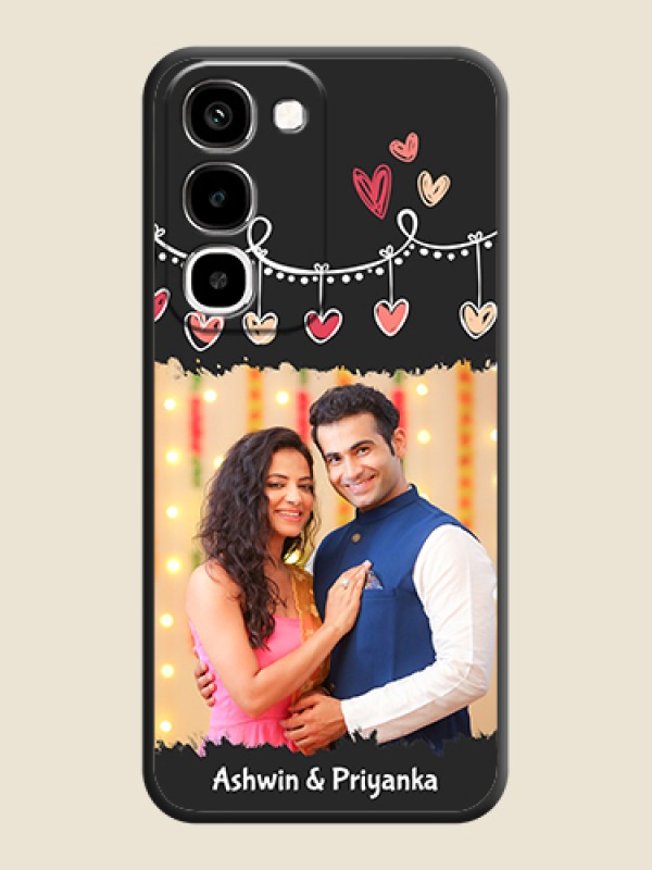 Pink Love Hangings with Name On Space Black Custom Soft Matte Mobile Back Cover - Realme Narzo 100x 5G