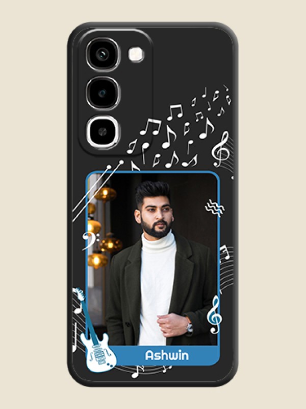 Musical Theme Design with Text on Photo On Space Black Custom Soft Matte Mobile Back Cover - Realme Narzo 100x 5G