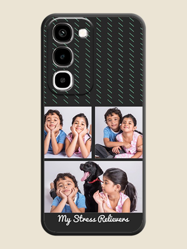 Cross Dotted Pattern with 2 Image Holder On Space Black Custom Soft Matte Mobile Back Cover - Realme Narzo 100x 5G