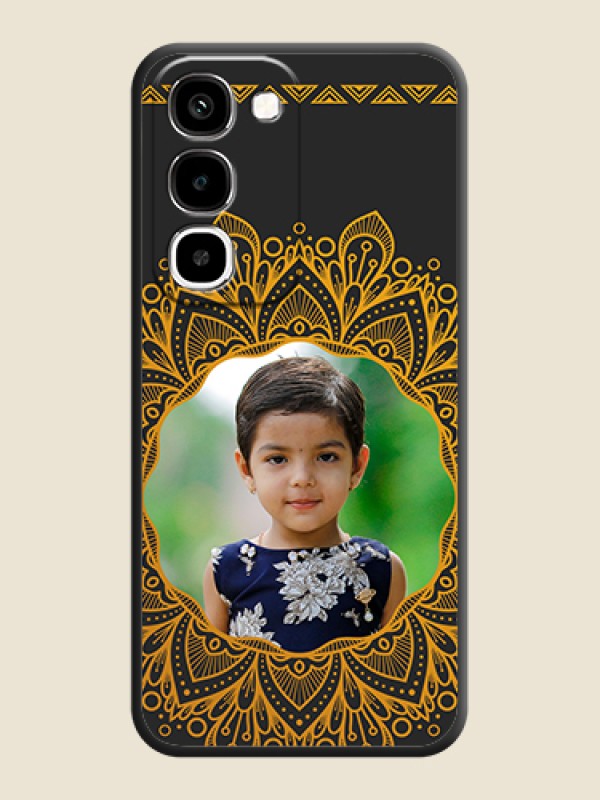 Round Image with Floral Design On Space Black Custom Soft Matte Mobile Back Cover - Realme Narzo 100x 5G