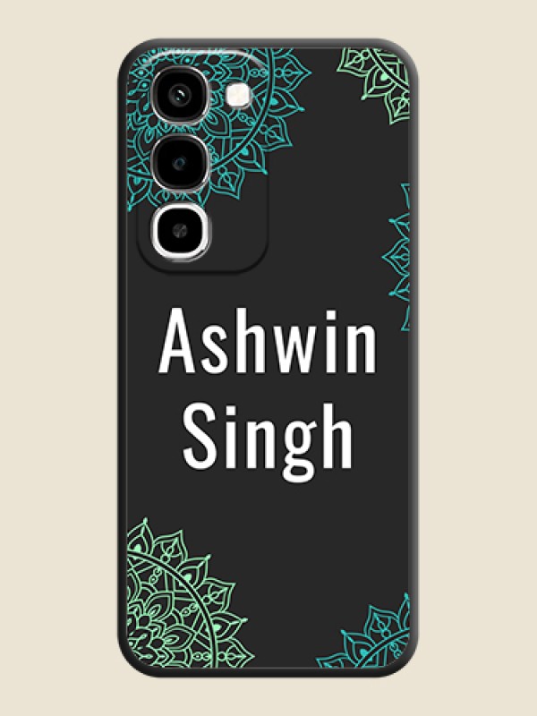 Your Name with Floral Design On Space Black Custom Soft Matte Mobile Back Cover - Realme Narzo 100x 5G