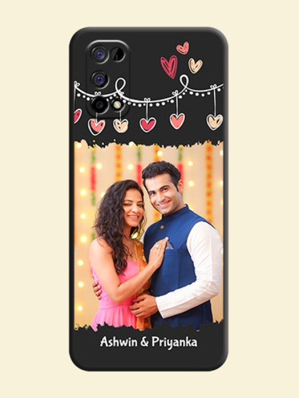 Pink Love Hangings with Name on Space Black Custom Soft Matte Phone Cases - Realme Narzo 30 Pro 5G