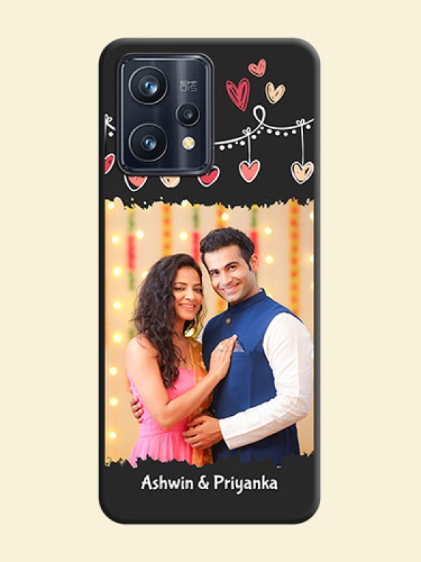 Pink Love Hangings with Name on Space Black Custom Soft Matte Phone Cases - Realme Narzo 50 Pro 5G