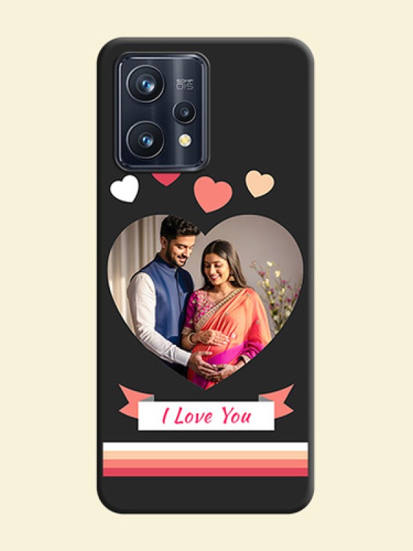 Love Shaped Photo with Colorful Stripes on Personalised Space Black Soft Matte Cases - Realme Narzo 50 Pro 5G