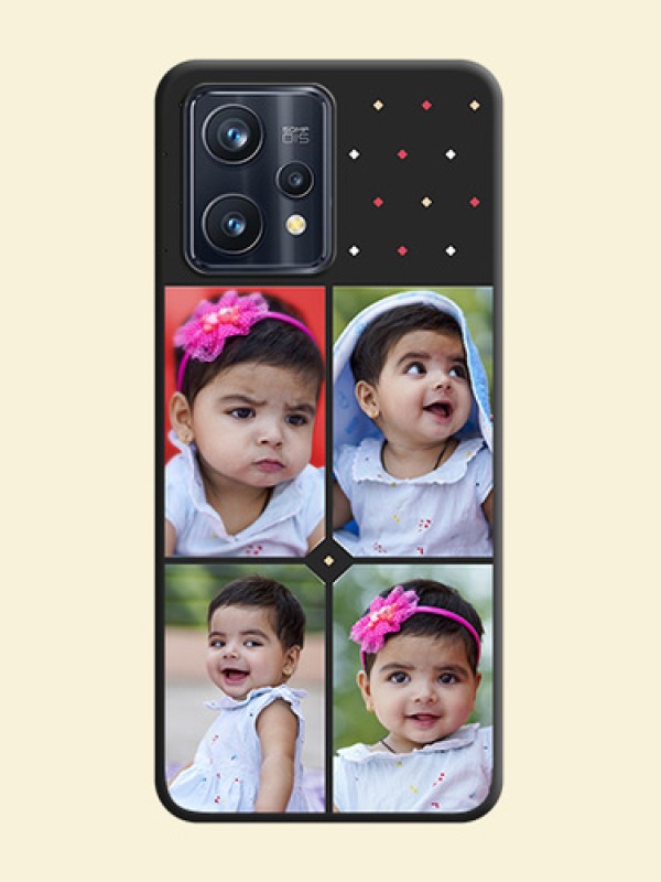 Multicolor Dotted Pattern with 4 Image Holder on Space Black Custom Soft Matte Phone Cases - Realme Narzo 50 Pro 5G