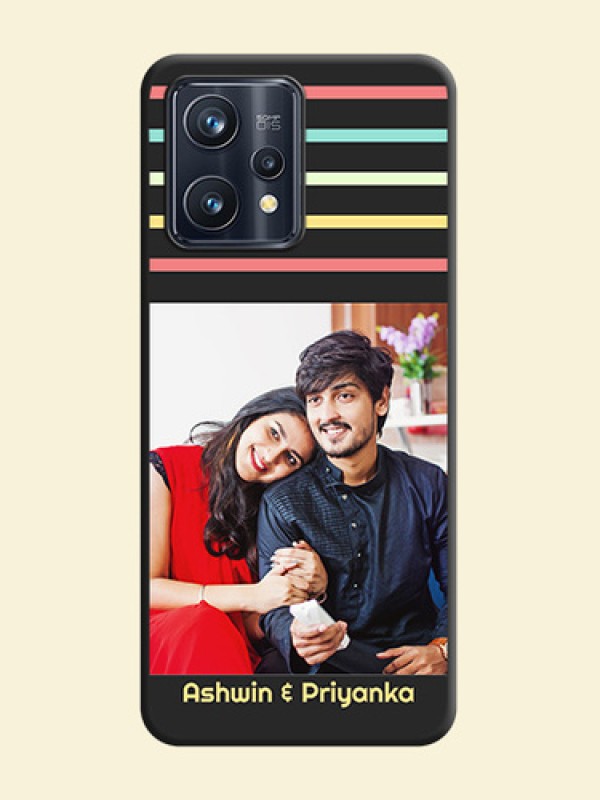 Color Stripes with Photo and Text on Photo on Space Black Soft Matte Mobile Case - Realme Narzo 50 Pro 5G