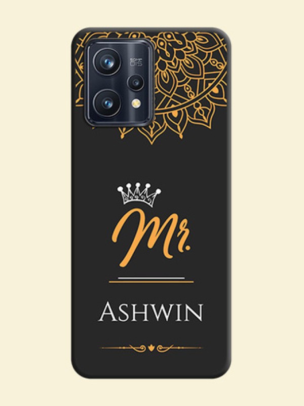 Mr Name with Floral Design  on Personalised Space Black Soft Matte Cases - Realme Narzo 50 Pro 5G