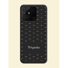 Simple Pattern With Custom Text On Space Black Personalized Soft Matte Phone Covers -Realme Narzo 50A