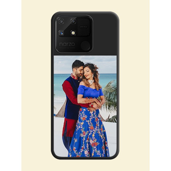 Image Upload With Space Black Color On Custom Soft Matte Mobile Back Cover - Realme Narzo 50A