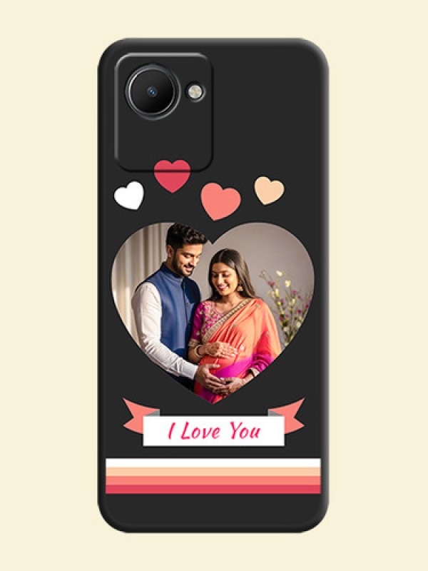 Love Shaped Photo with Colorful Stripes on Personalised Space Black Soft Matte Cases - Narzo 50i Prime
