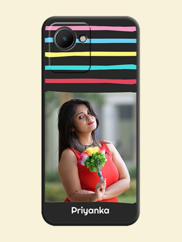 Multicolor Lines with Image on Space Black Personalized Soft Matte Phone Covers - Narzo 50i Prime
