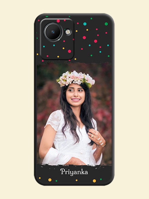 Multicolor Dotted Pattern with Text on Space Black Custom Soft Matte Phone Back Cover - Narzo 50i Prime