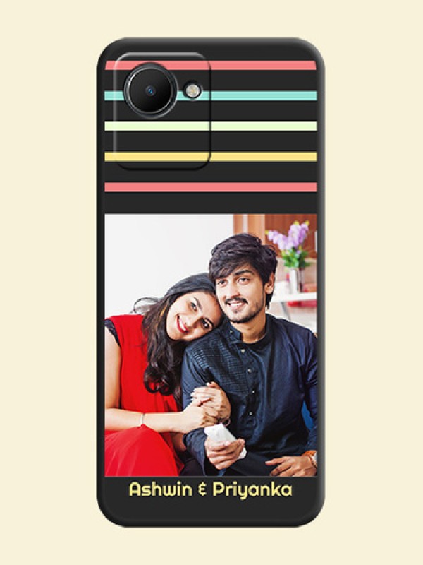 Color Stripes with Photo and Text on Photo on Space Black Soft Matte Mobile Case - Narzo 50i Prime
