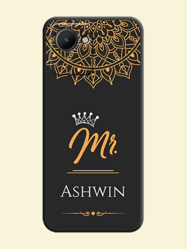 Mr Name with Floral Design  on Personalised Space Black Soft Matte Cases - Narzo 50i Prime