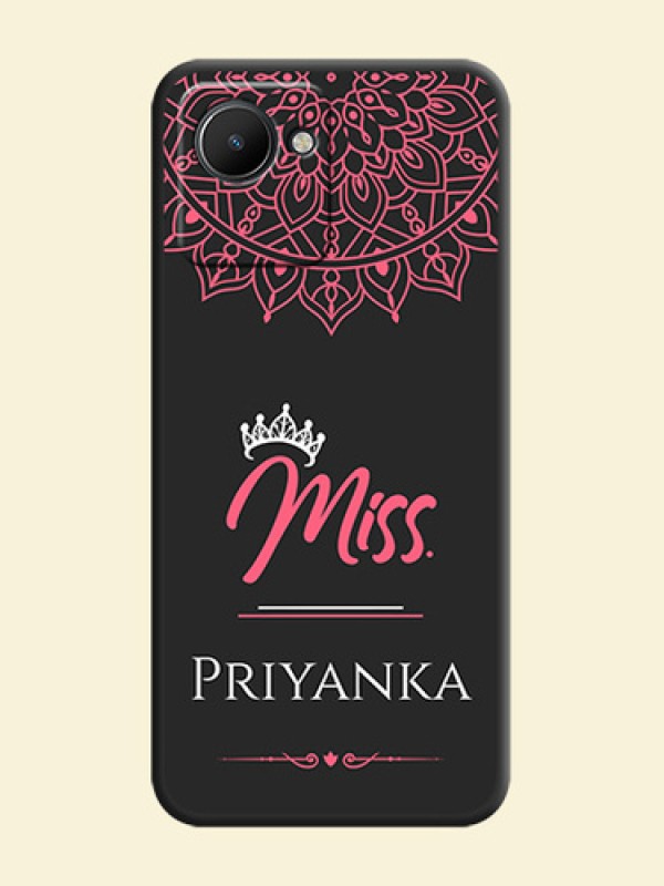 Mrs Name with Floral Design on Space Black Personalized Soft Matte Phone Covers - Narzo 50i Prime