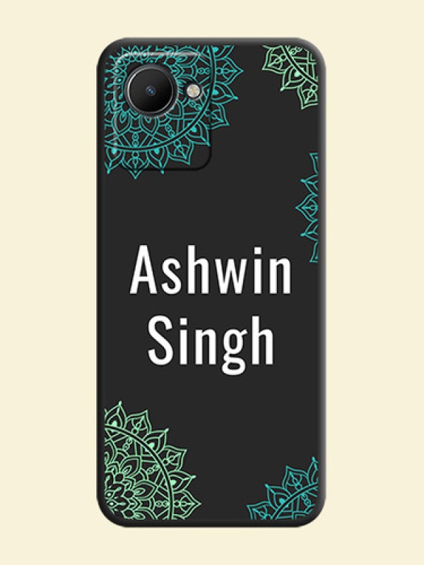 Your Name with Floral Design on Space Black Custom Soft Matte Back Cover - Narzo 50i Prime