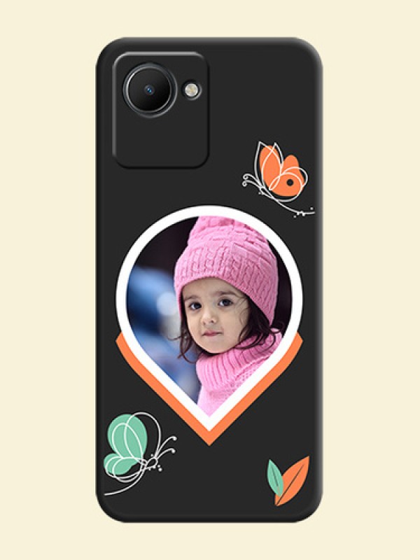 Upload Pic With Simple Butterly Design On Space Black Personalized Soft Matte Phone Covers -Realme Narzo 50I Prime