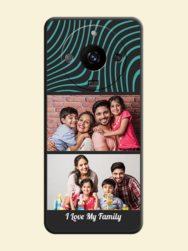 Wave Pattern with 2 Image Holder on Space Black Personalized Soft Matte Phone Covers - Realme Narzo 60 5G